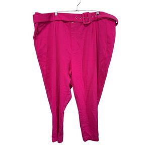 NWOT G by Giuliana Black Label Pink Belted Slim Trousers Size 24W